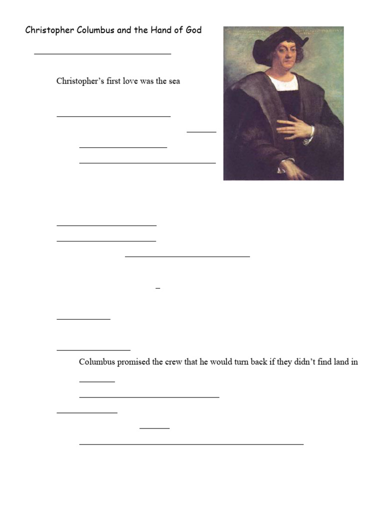Columbus and the Hand of God - ANSWERS | PDF