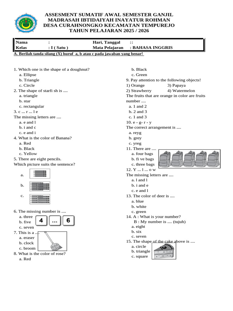 English Assessment for Grade 1 Students | PDF | Chess Openings | Chess
