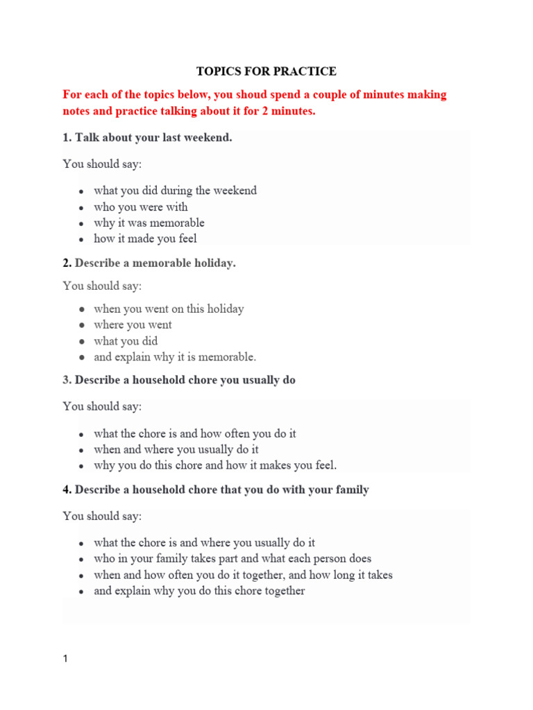 Practice Topics for Speaking Skills | PDF | Chess | Chess Theory