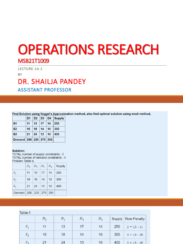 Operations Research-Lecture14.1 Modi | PDF
