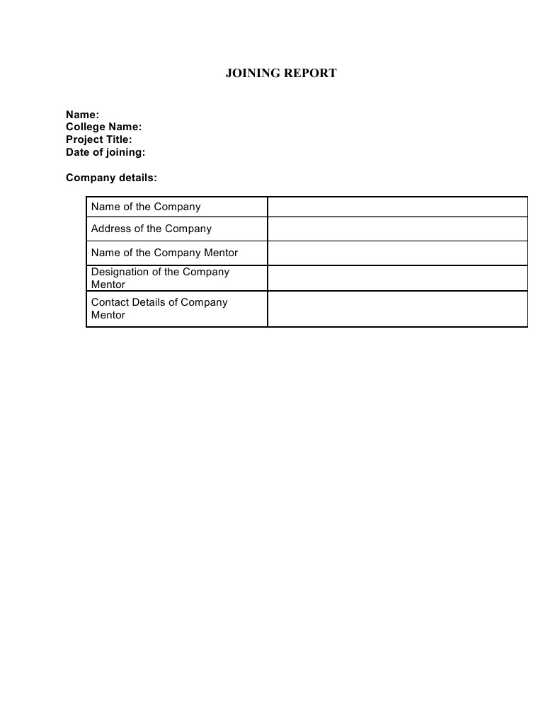 Joining Report | PDF | Career & Growth | Business