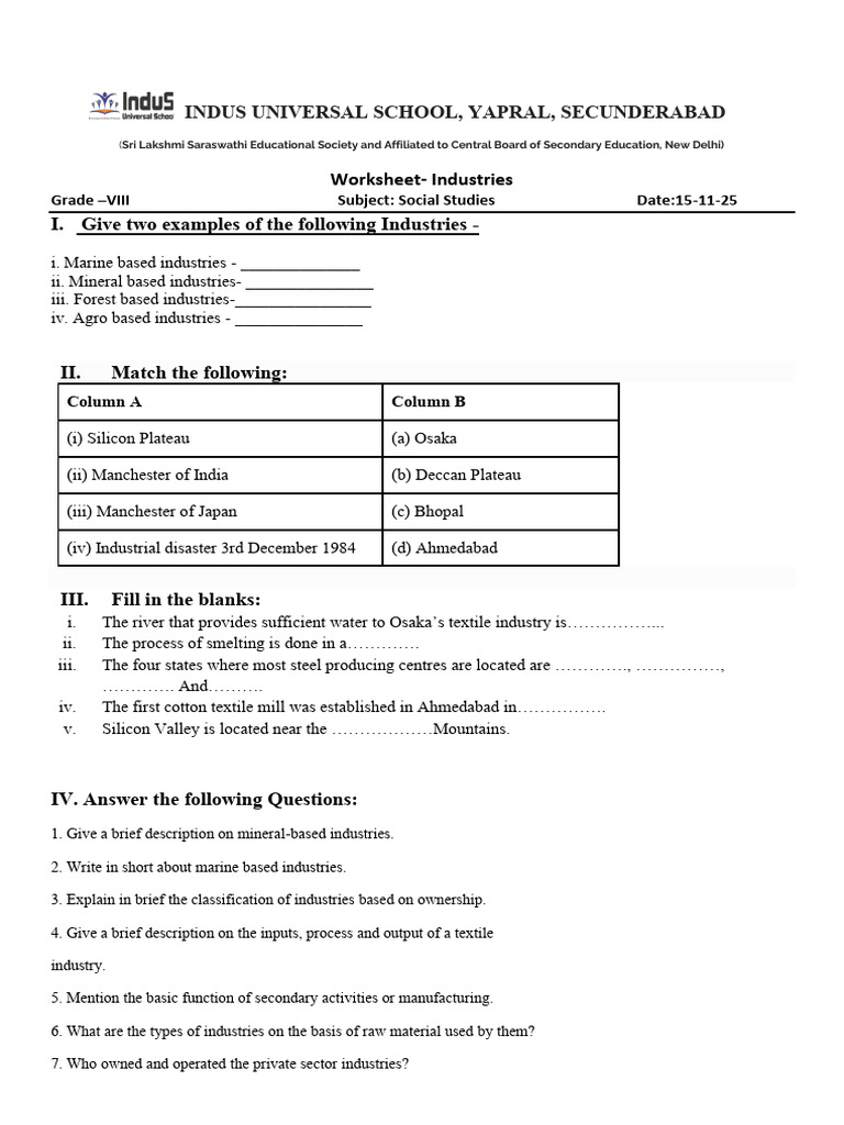 industries-worksheet-for-grade-viii-pdf-textile-industry-cotton