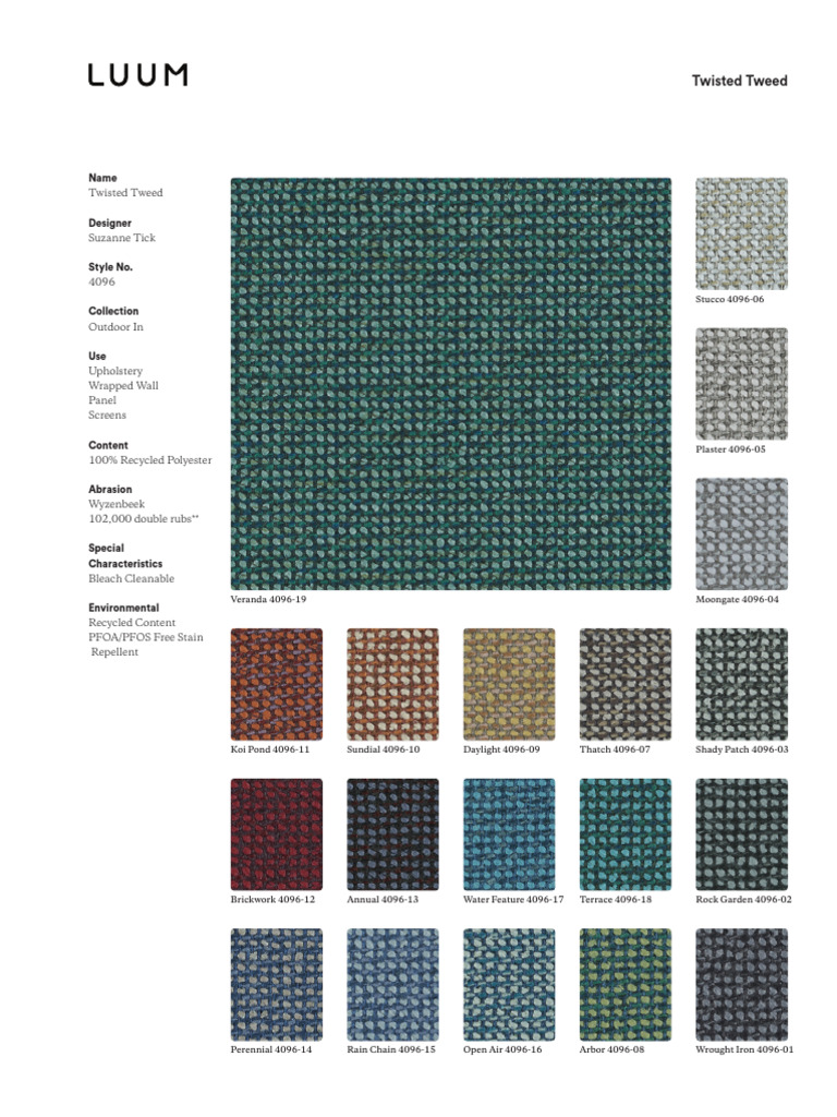 Twisted Tweed Sample Card | PDF | Textiles | Materials