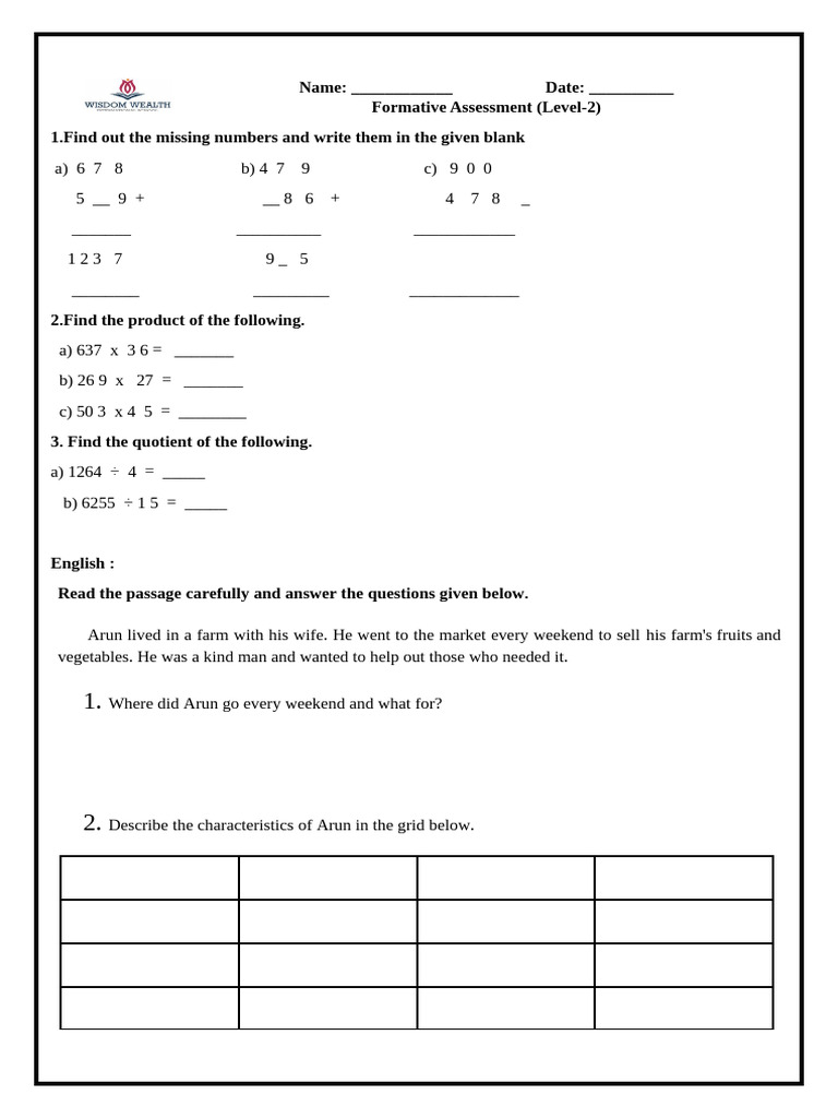 Formative Assessment - Biweek 2 Level 2 | PDF
