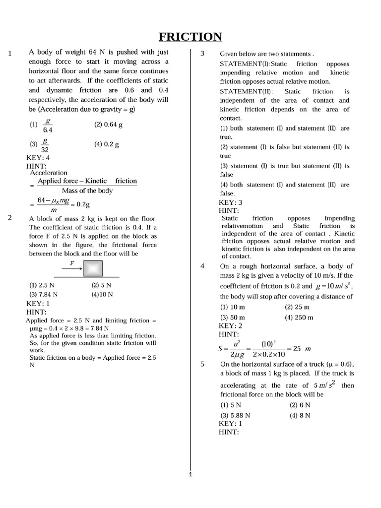 Understanding Friction and Its Forces | PDF