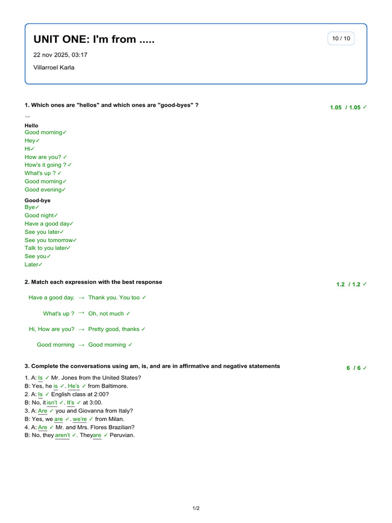 UNIT ONE - I'm From ..... | PDF