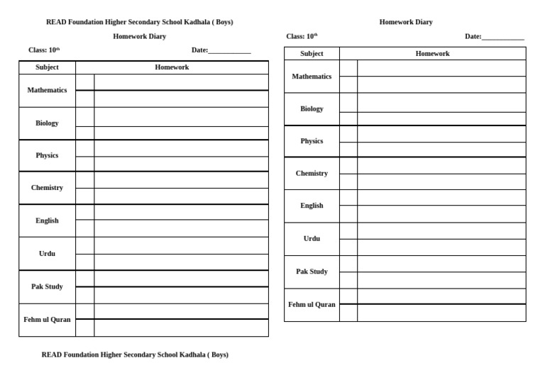 Class Diary Format | PDF