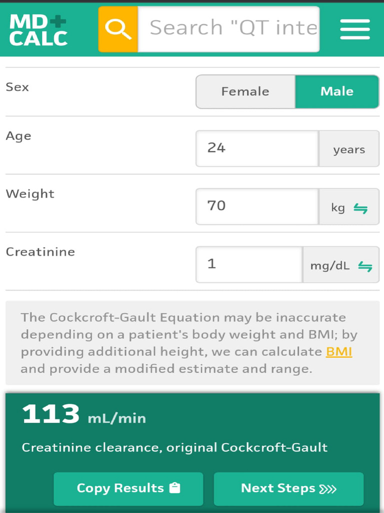 Cockcroft-Gault Equation Insights | PDF
