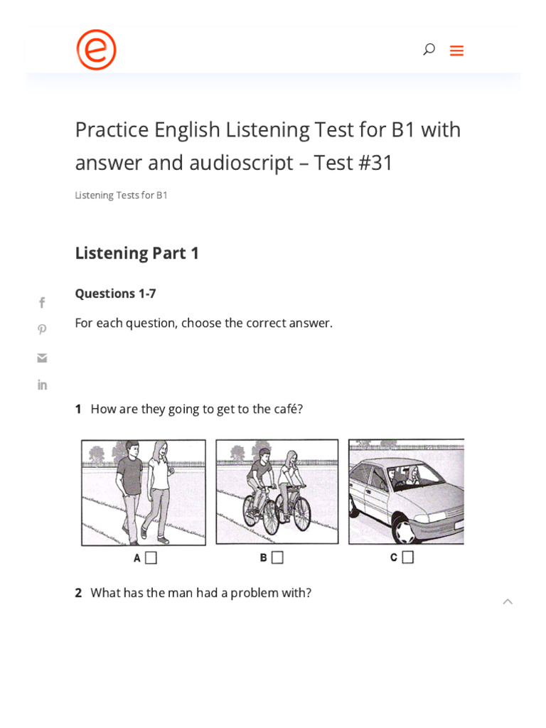 Practice English Listening Test for B1 With Answer and Audioscript ...