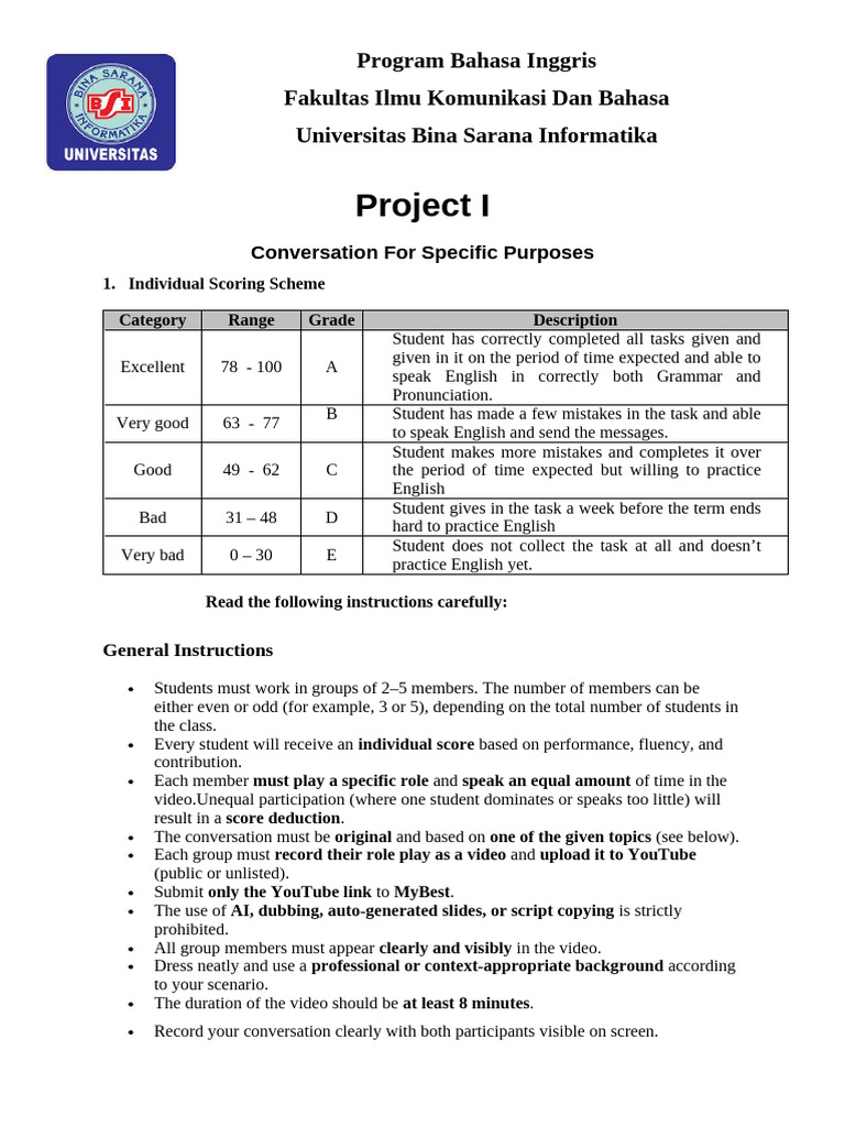 English Conversation Project Guidelines | PDF | Communication | Human ...