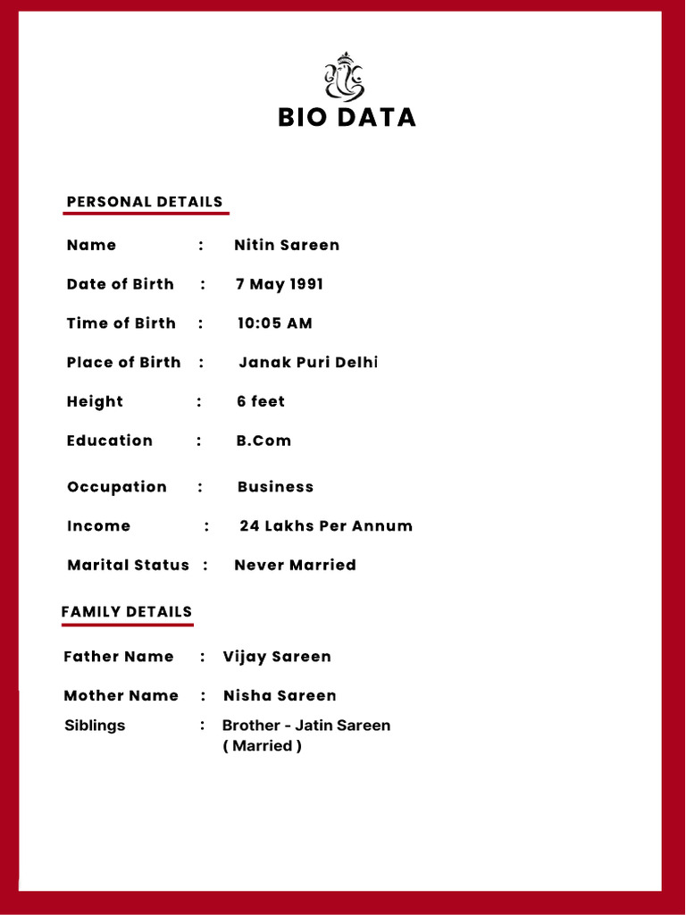 Bio Data PDF | PDF