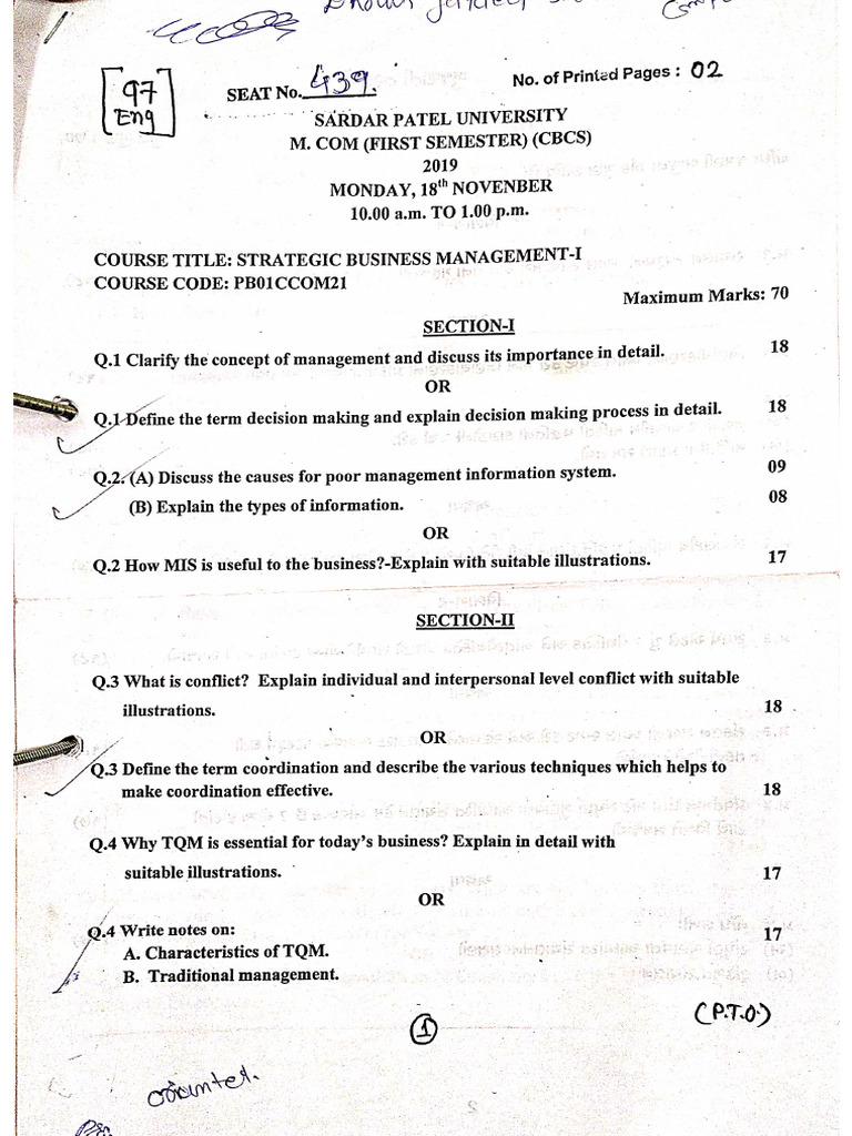 Mcom Sem 1 2019 | PDF