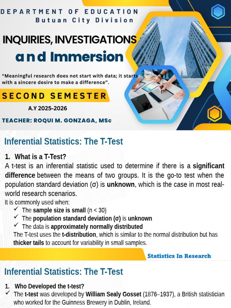 Lesson 8 - One Sample T Test | PDF | Student's T Test | Statistical Theory