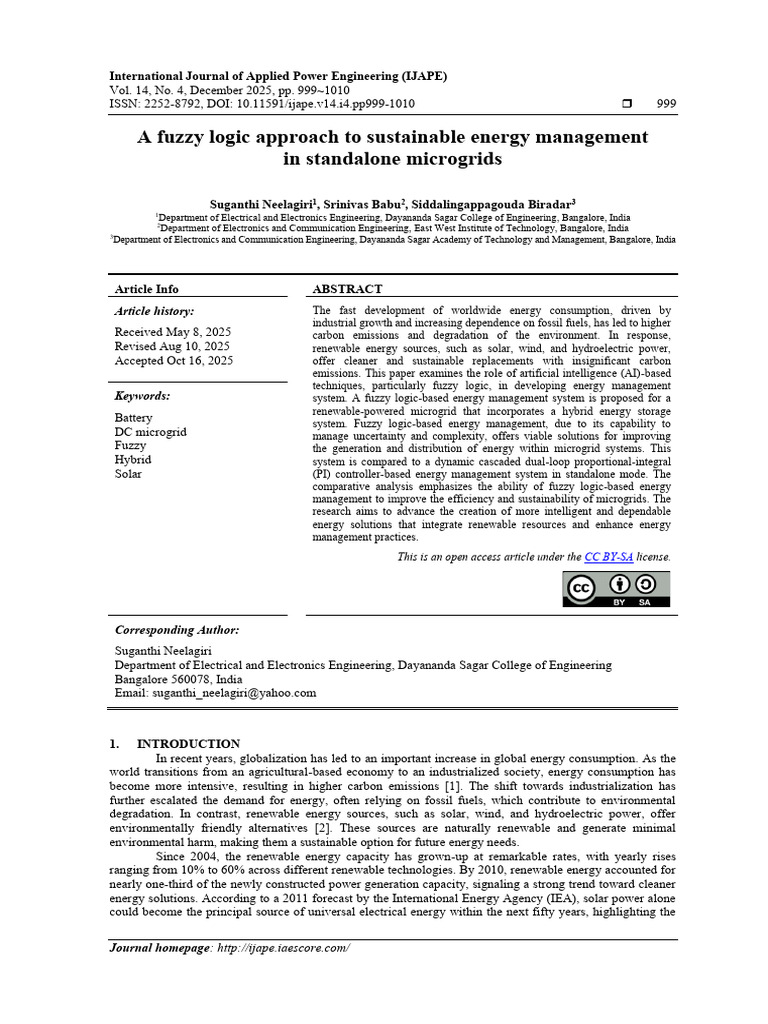 Fuzzy Logic for Microgrid Energy Management | PDF | Renewable Energy ...