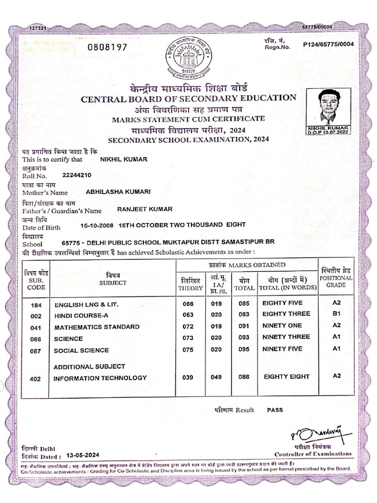 10th Certificate Compressed | PDF