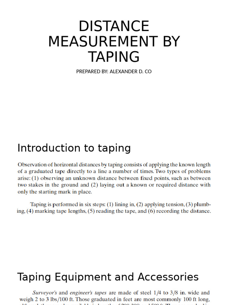 Taping Distance Measurement Techniques | PDF | Length | Young's Modulus