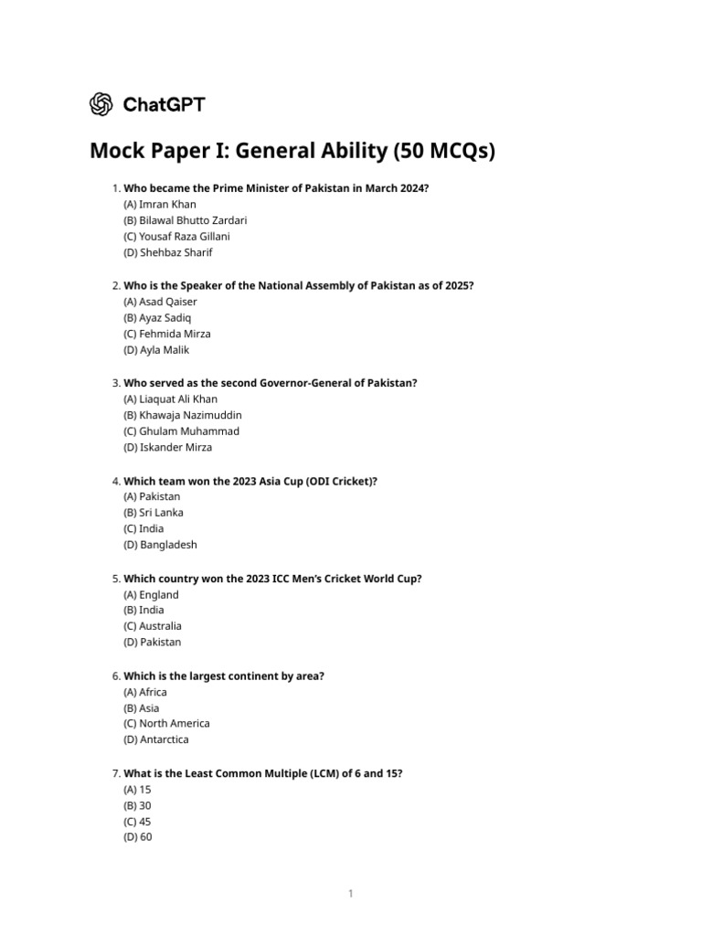 General Ability Mock Test with Answers | PDF | Prison | Solitary ...