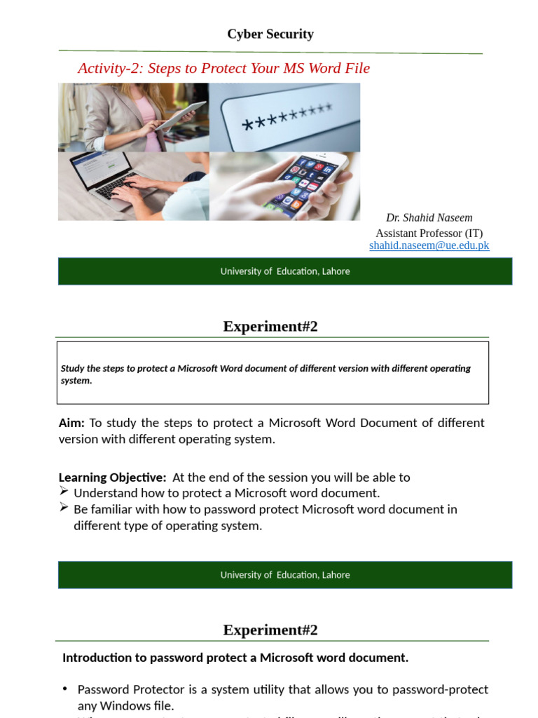 Protect MS Word Files: Password Guide | PDF | Microsoft Word ...