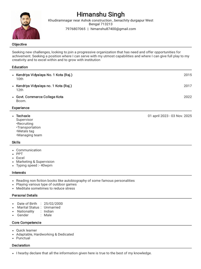 Himanshu Singh Resume | PDF