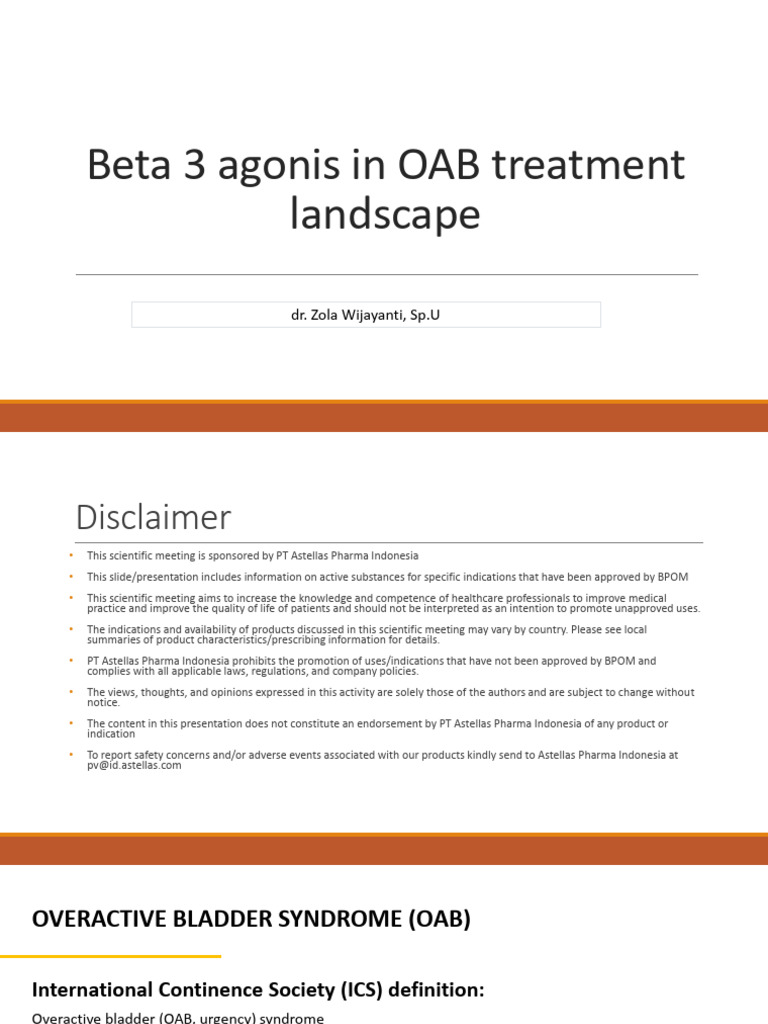 Beta 3 Agonis in OAB Treatment Landscape: Dr. Zola Wijayanti, Sp.U ...
