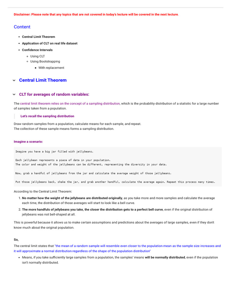 Central Limit Theorem Explained | PDF | Standard Deviation | Normal ...