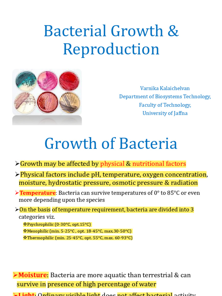 Bacterial Growth and Reproduction Factors | PDF | Bacteria | Biology