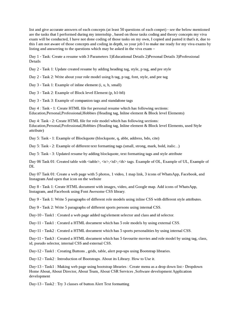 Internship Tasks for Web Development Skills | PDF | Html Element | Html