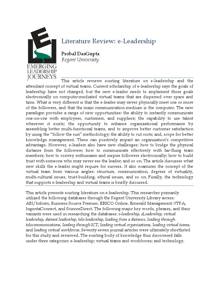 literature review for leader