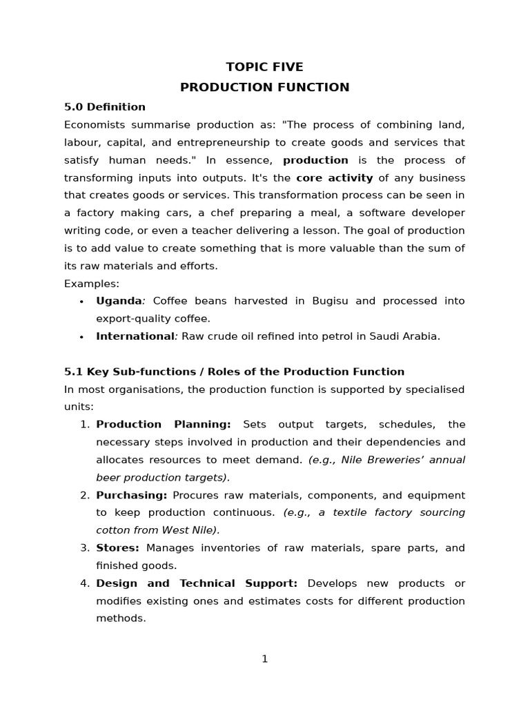 Understanding Production Functions in Business | PDF | Lean ...