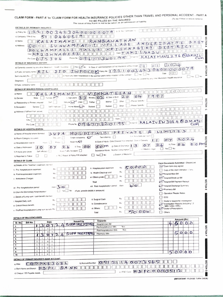 Claim Form Part A | PDF