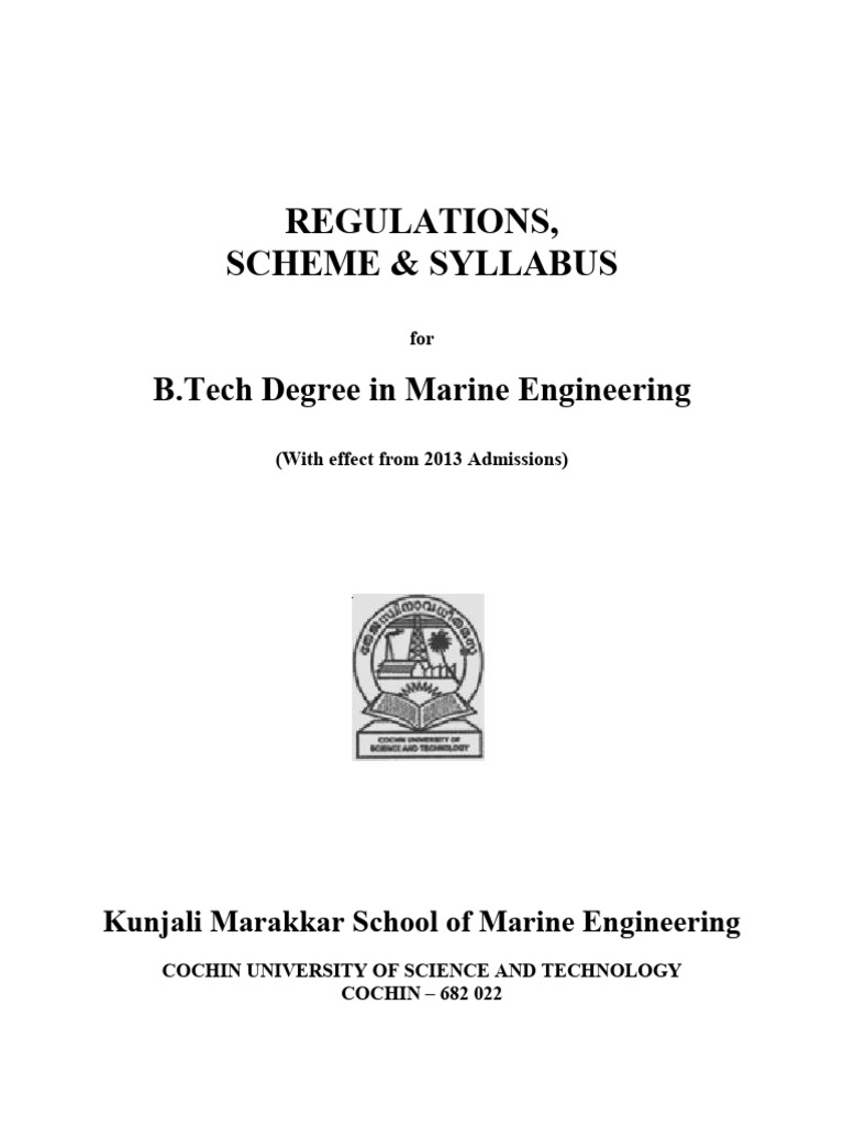 B.Tech Marine Engineering Regulations | PDF | University And College ...