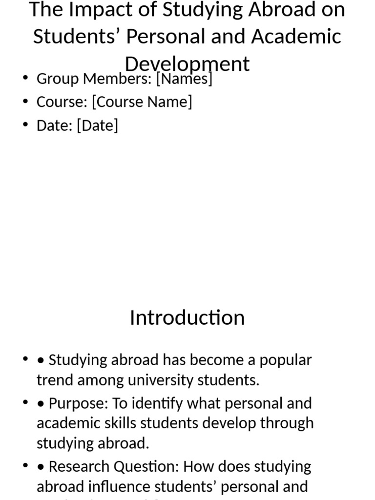 Studying Abroad Presentation | PDF