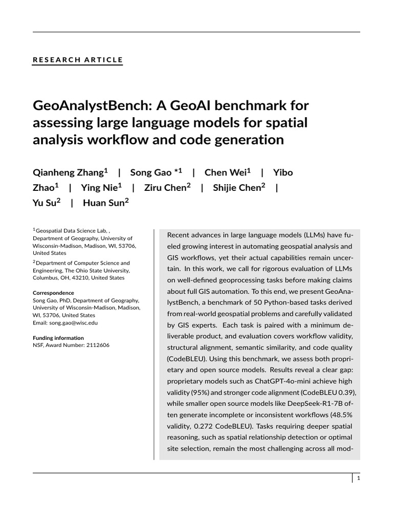 GeoAnalystBench: GeoAI Benchmark for LLMs | PDF | Geographic ...
