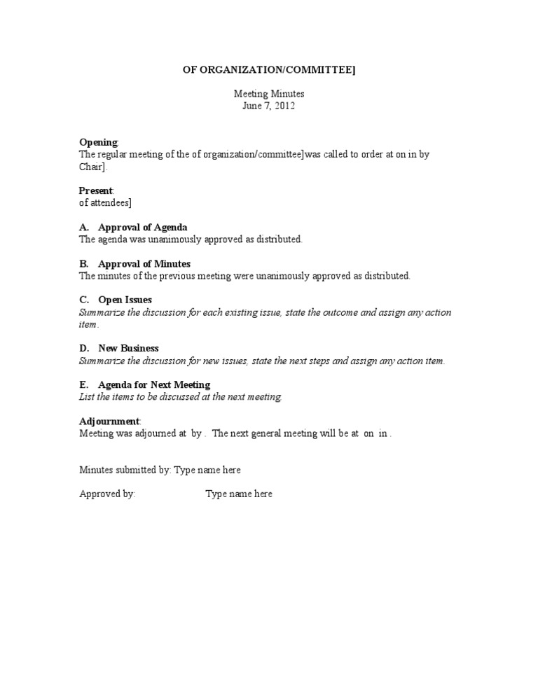 Committee Meeting Summary | PDF | Agenda (Meeting) | Group Decision Making