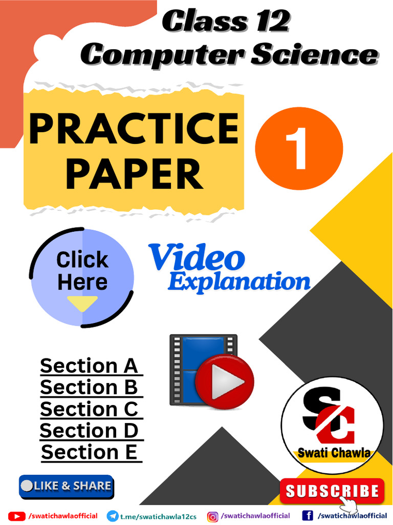 Class 12 Computer Science Practice Paper | PDF | Control Flow ...