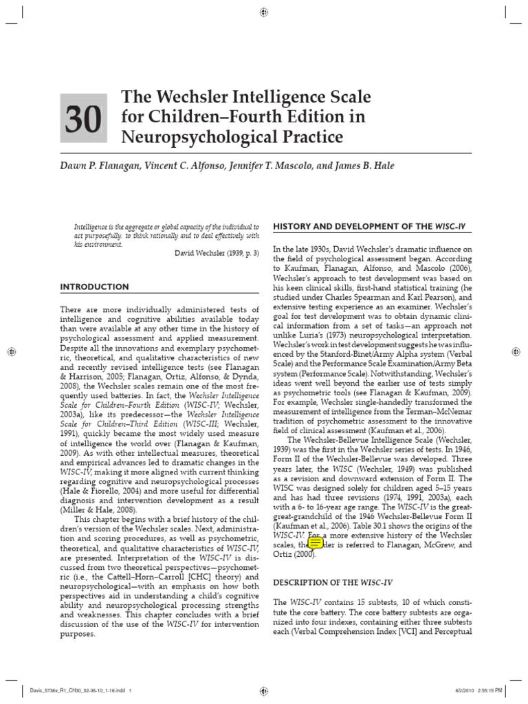Wisc 4TH Edition | PDF | Wechsler Adult Intelligence Scale | Cognition