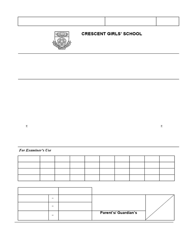 Secondary One Math Exam Paper 2021 | PDF | Area | Mathematics