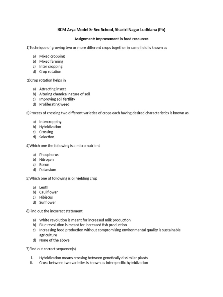 1406 C 33562 Assignment CROP Improvement 9 | PDF | Agriculture | Fertilizer