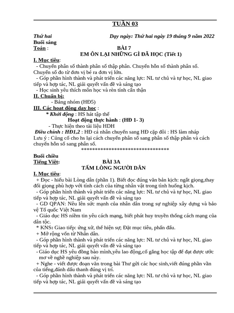 Tuan 3 Lop 5B | PDF