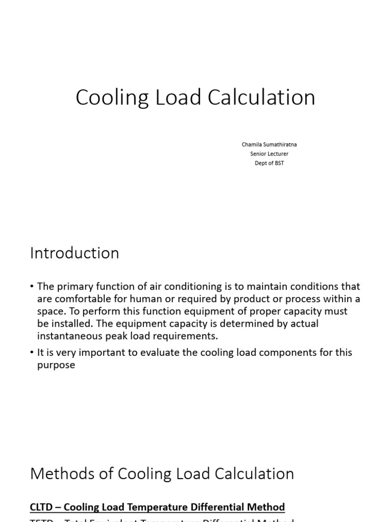 Cooling Load Calculation Revv | PDF | Heat | Thermal Conduction