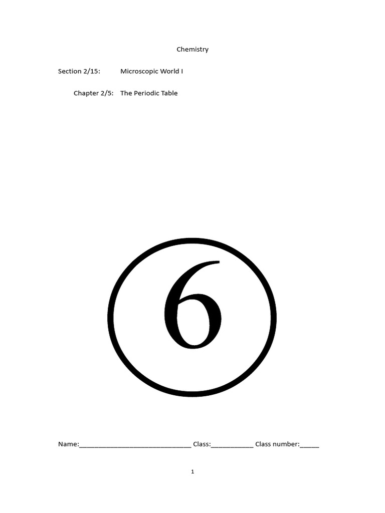 Section 2 Microscopic World I Chapter 6 the Periodic Table_student ...