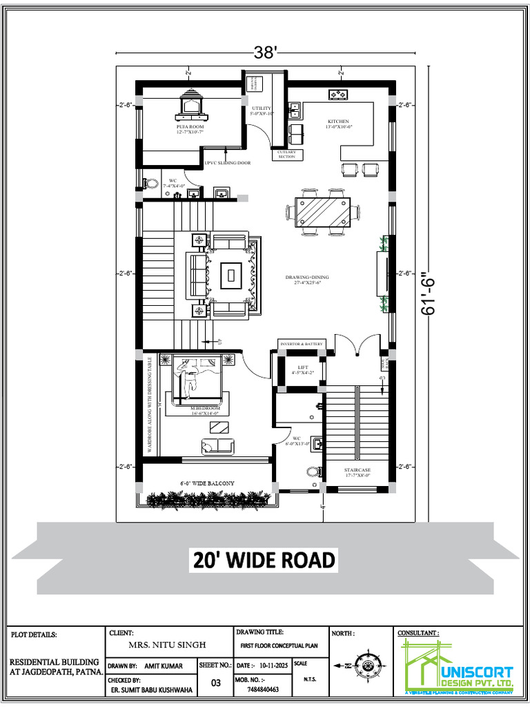 Detailed Floor Plan for Residential Layout | PDF | Furniture | Interior ...
