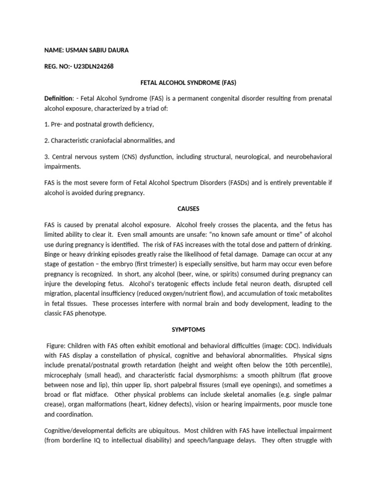 Understanding Fetal Alcohol Syndrome (FAS) | PDF | Attention Deficit ...