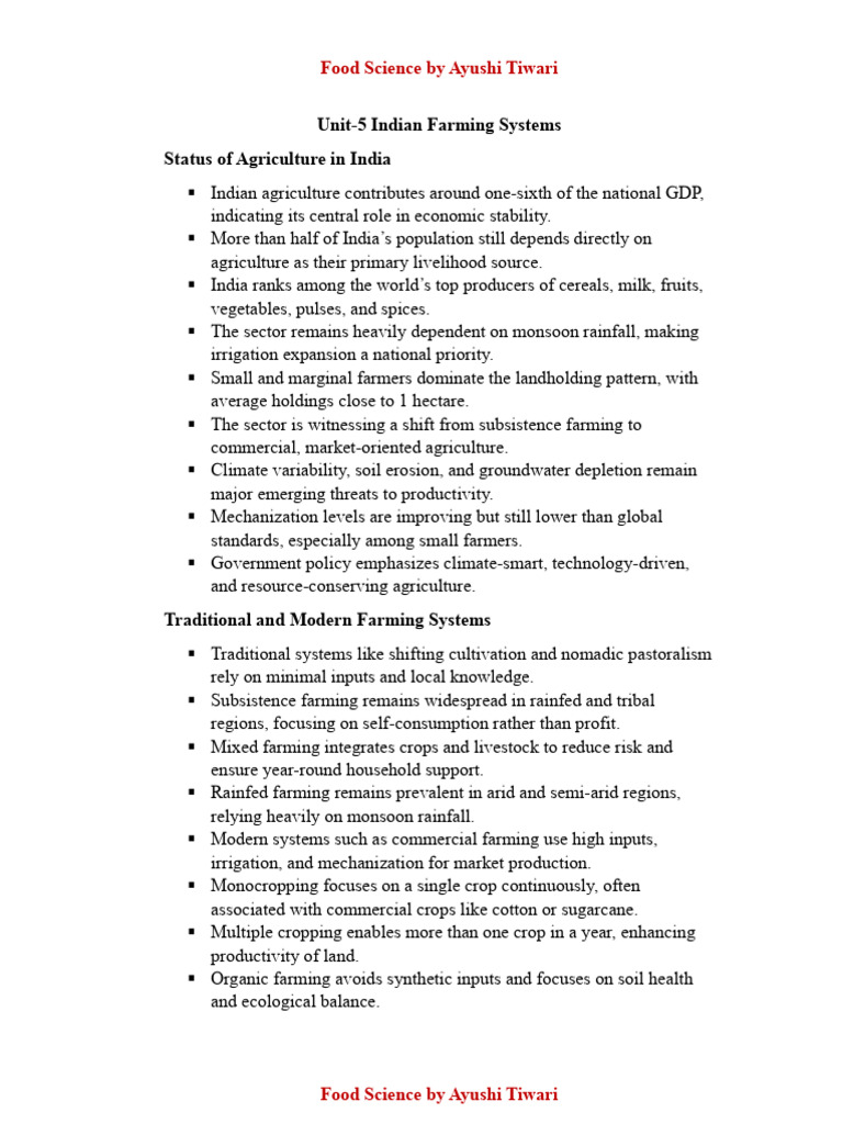 Indian Farming Systems Overview | PDF | Agriculture | Agricultural Science