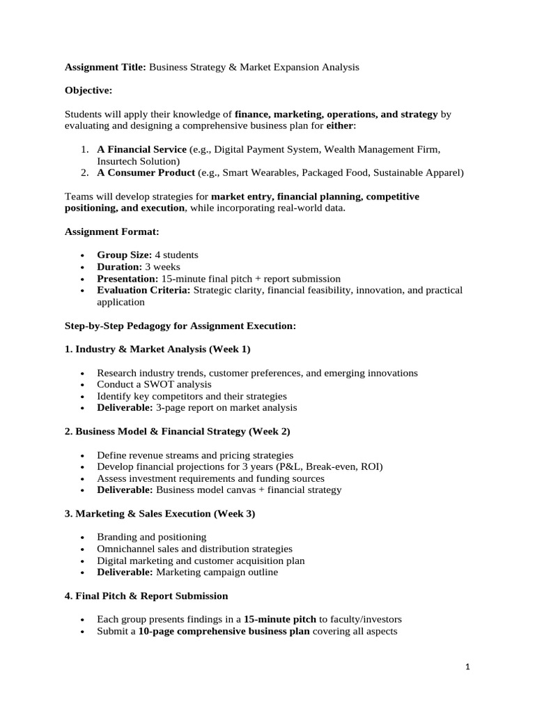 Assignment Title Business Strategy & Market Expansion Analysis | PDF ...
