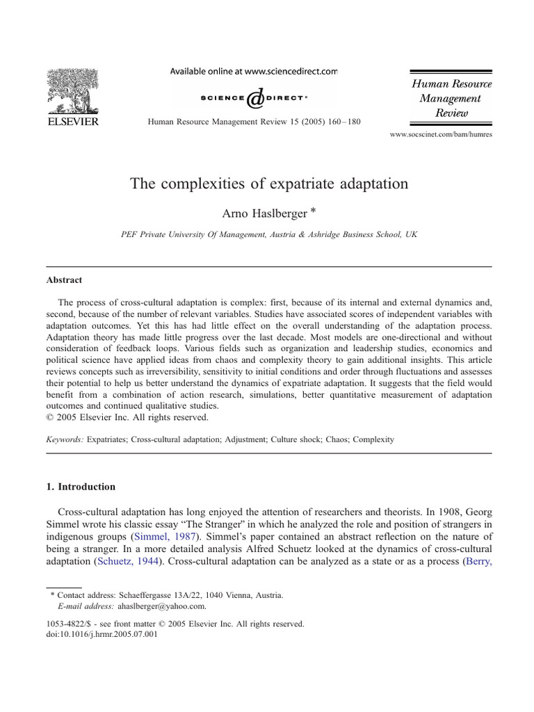 Expatriate Adaptation Dynamics Explained | PDF | Chaos Theory | Complexity