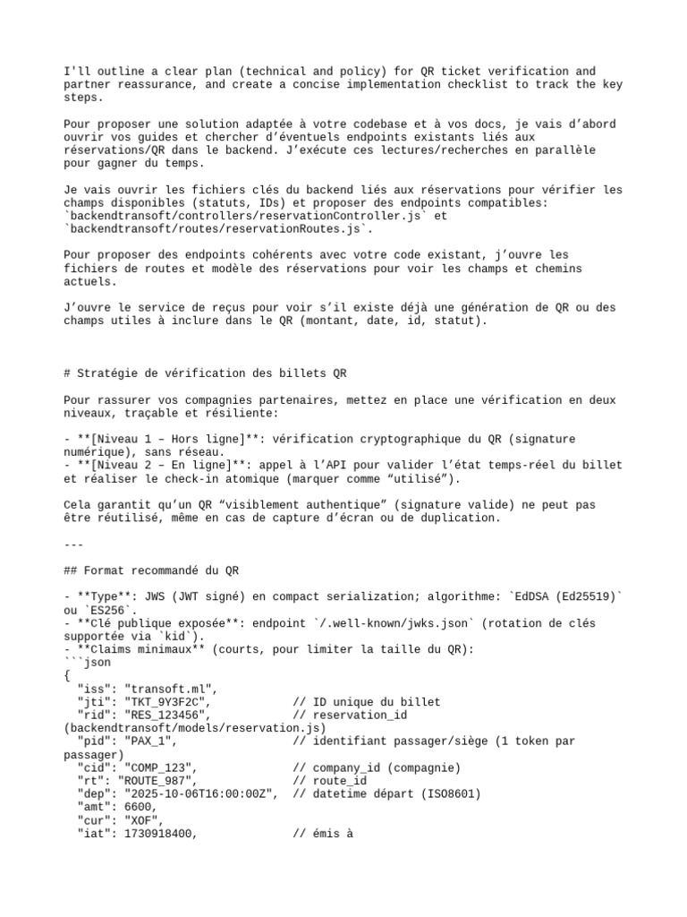 Plan de Vérification des Billets QR | PDF | Ingénierie informatique ...