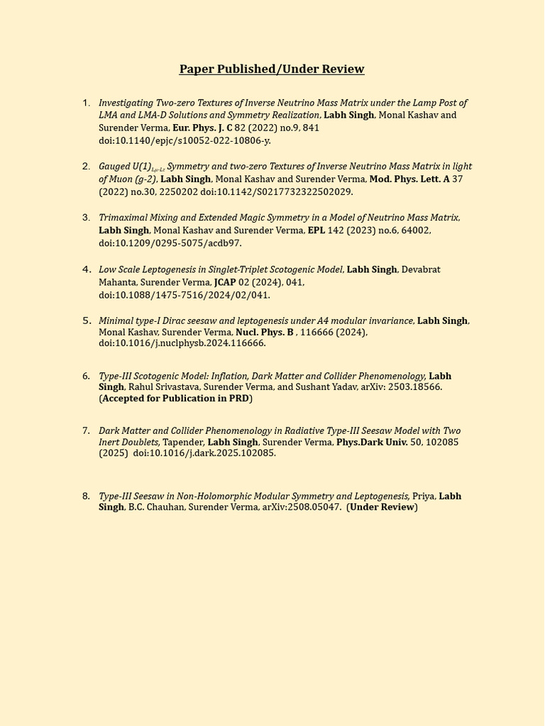 Neutrino Mass Matrix Research Papers | PDF