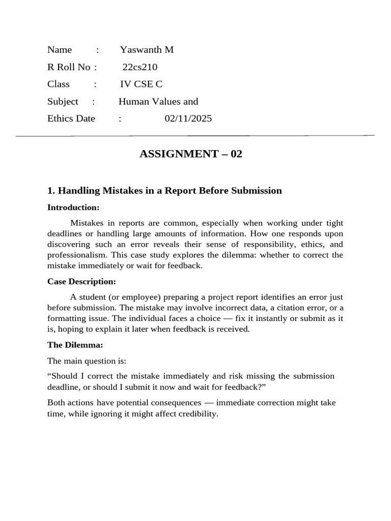 Handling Report Mistakes Ethically | PDF | Credibility | Feeling