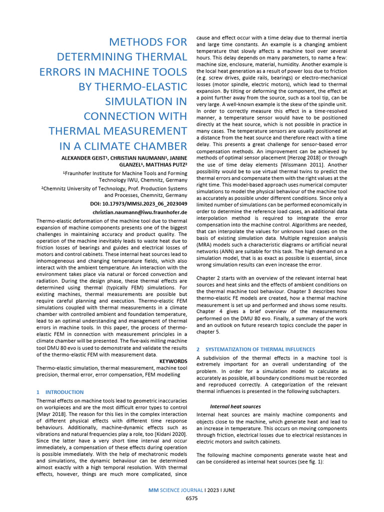 Thermal Error Analysis in Machine Tools | PDF | Heat Transfer | Convection